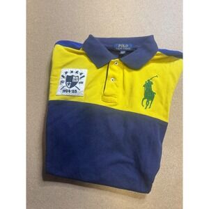 Polo Ralph Lauren Boys XL 18-20 Big Pony Crest Colorblock Polo Shirt Yellow Navy